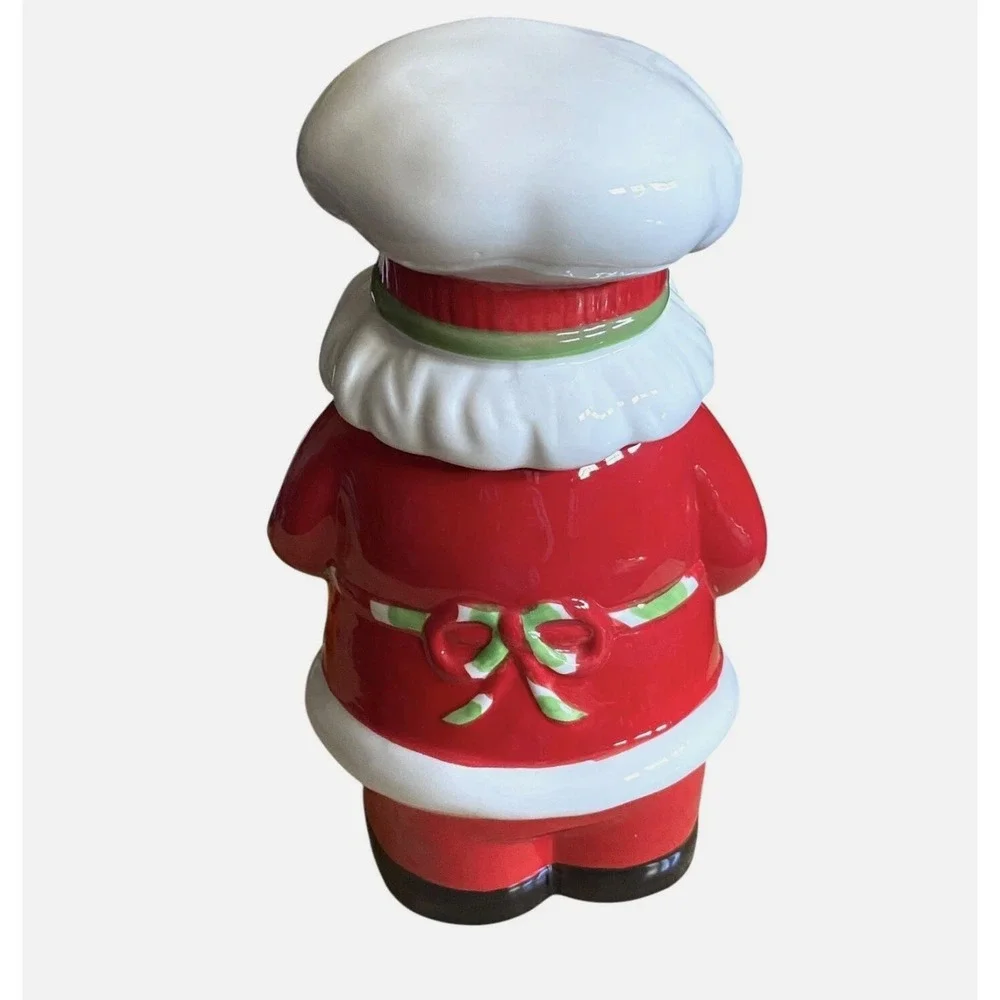 Sleigh Bell Bistro Santa Baker Cookie Jar Ceramic Gingerbread Christmas 11.5